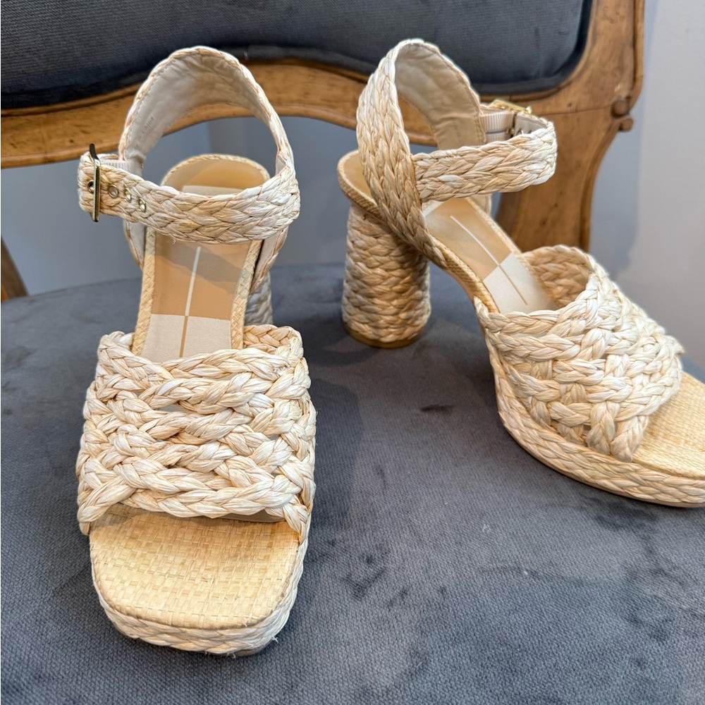 Dolce Vita Asher Braided Platform Heels - Lt Natural Raffia - Picture 4 of 8